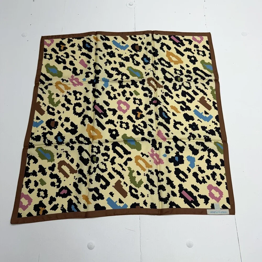 GOLF Le FLEUR* Scarf Womens 22 X 22 Multicolor Leopard Print Silk Italy Bandana
